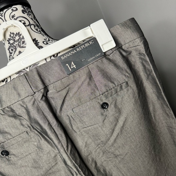Banana Republic Silk Blend Logan Crop Mid Rise Trouser Pant Size 14 NWT - Picture 8 of 13